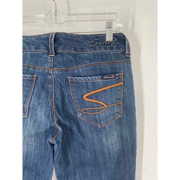 Seven For All Mankind Jeans Sexy Flare Jeans BOHO Hippie DARK WASH SIZE 28 - Picture 3 of 5